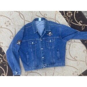 Vintage Harley Davidson Denim Taz Devil Embroidered Trucker Jean Jacket Men 90’s